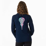 Girls Lacrosse Tshirt Long Sleeve - Lacrosse Stick Heart (Back Design)
