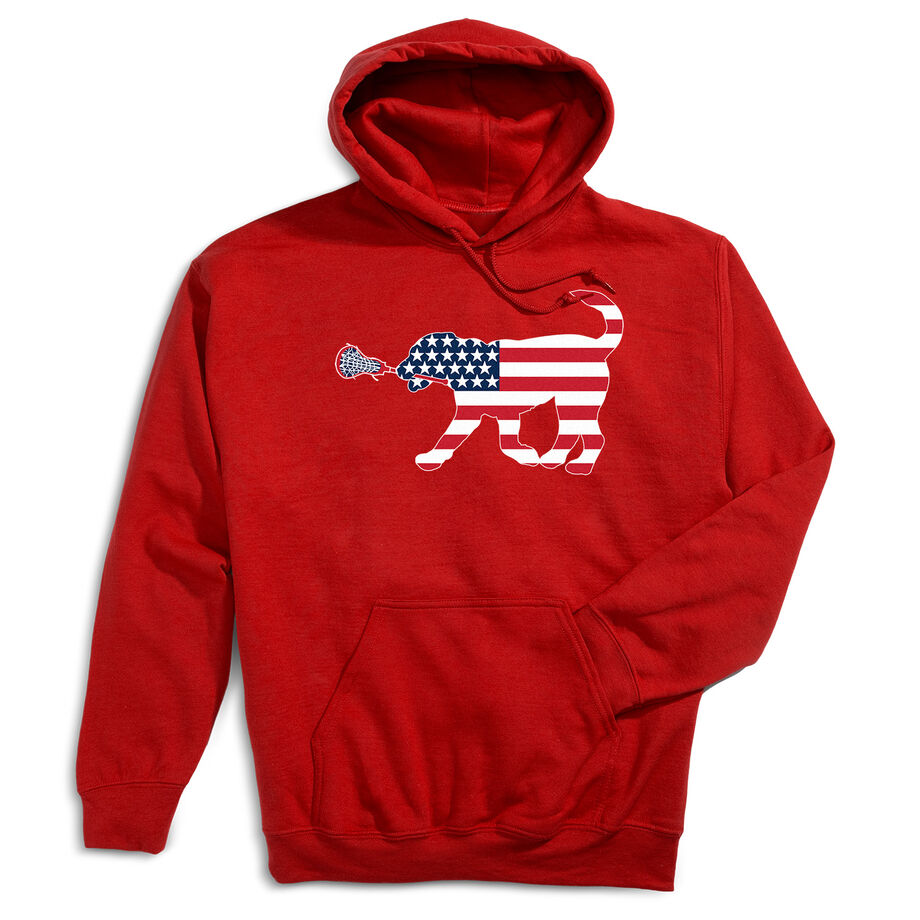 Girls Lacrosse Hooded Sweatshirt - Patriotic LuLa the Lax Dog