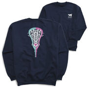 Girls Lacrosse Crewneck Sweatshirt - Lacrosse Stick Heart (Back Design)