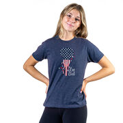 Girls Lacrosse Short Sleeve T-Shirt - Patriotic Lax Girl