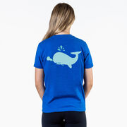 Girls Lacrosse Short Sleeve T-Shirt - Chevron Lax Whale (Back Design)