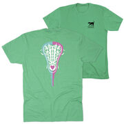 Girls Lacrosse Short Sleeve T-Shirt - Lacrosse Stick Heart (Back Design)