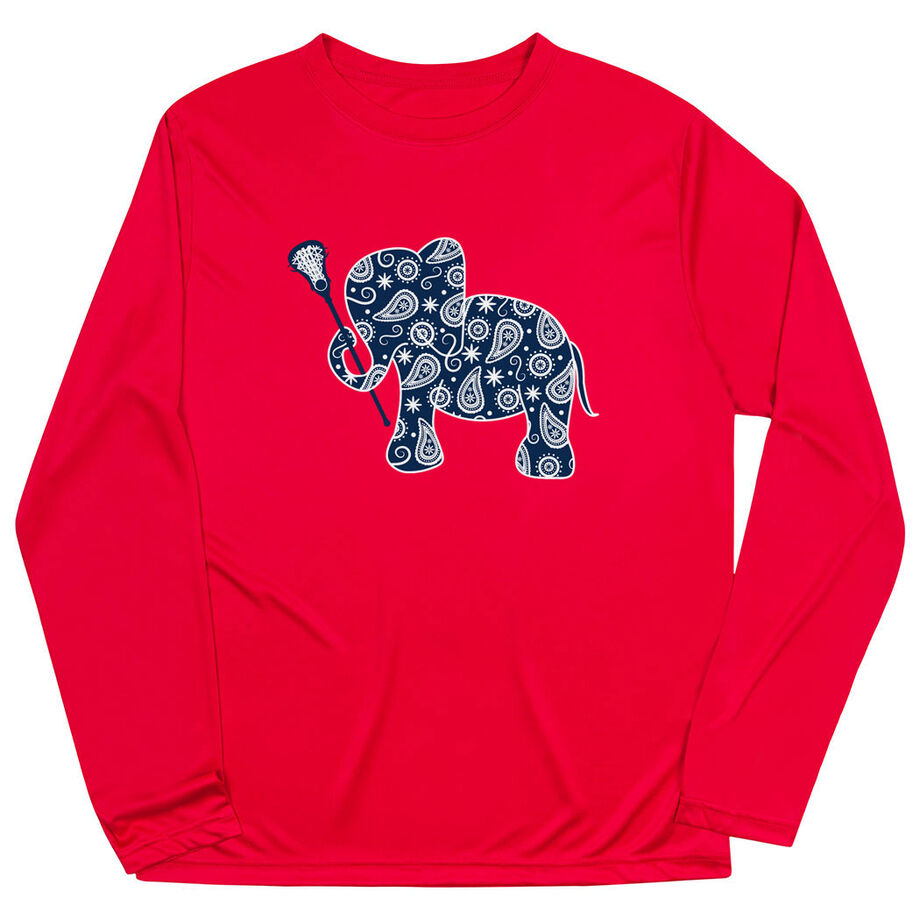 Girls Lacrosse Long Sleeve Performance Tee - Lax Elephant