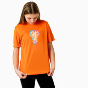 Girls Lacrosse Short Sleeve Performance Tee - Lacrosse Stick Heart