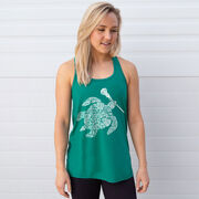 Girls Lacrosse Flowy Racerback Tank Top - Lax Turtle