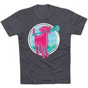 Girls Lacrosse Short Sleeve T-Shirt - Lacrosse Dog with Girl Stick
