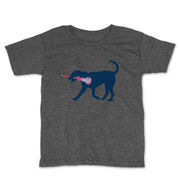 Girls Lacrosse Toddler Short Sleeve Tee - Lula the Lax Dog (Blue)