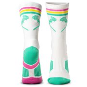 Girls Lacrosse Woven Mid-Calf Socks - Crossed Sticks - Retro