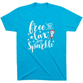 Girls Lacrosse T-Shirt Short Sleeve - Free To Lax And Sparkle