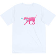 Girls Lacrosse Short Sleeve Performance Tee - LuLa the Lax Dog(Pink)