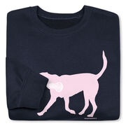 Girls Lacrosse Crewneck Sweatshirt - LuLa the LAX Dog (Pink)