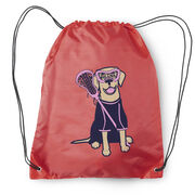 Girls Lacrosse Drawstring Backpack - Lily The Lacrosse Dog