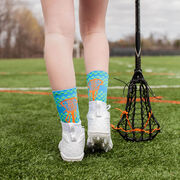 Girls Lacrosse Woven Mid-Calf Socks - Tropic (Blue/Green/Orange)