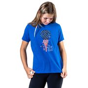 Girls Lacrosse Short Sleeve T-Shirt - Patriotic Lax Girl