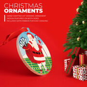 Lacrosse Round Ceramic Ornament - Santa