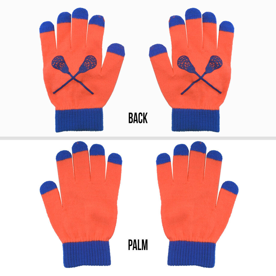 Lacrosse Touchscreen Knit Gloves - Orange/Blue