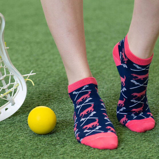 Girls Lacrosse Ankle Socks Lula The Lax Dog Lulalax