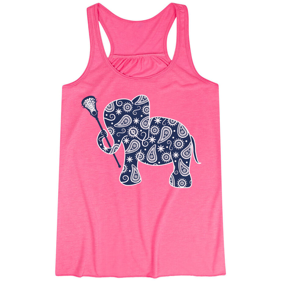 Girls Lacrosse Flowy Racerback Tank Top - Lax Elephant
