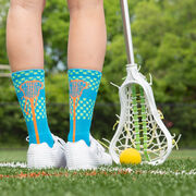 Girls Lacrosse Woven Mid-Calf Socks - Tropic (Blue/Green/Orange)
