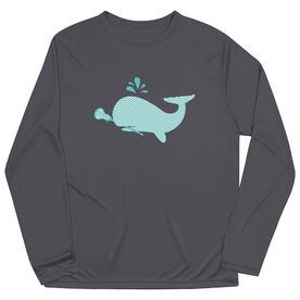 Girls Lacrosse Long Sleeve Performance Tee - Chevron Lax Whale