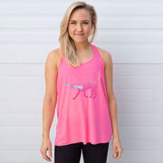 Girls Lacrosse Flowy Racerback Tank Top - LuLa the LAX Dog (Pink)