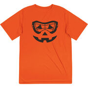 Girls Lacrosse Short Sleeve Performance Tee - Lacrosse Goggle Pumpkin Face