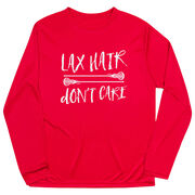 Girls Lacrosse Long Sleeve Performance Tee - Lax Hair Don't Care
