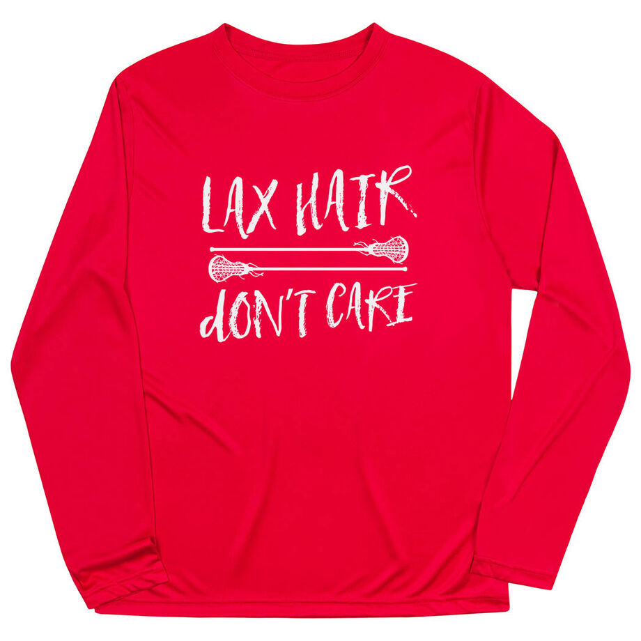Girls Lacrosse Long Sleeve Performance Tee - Lax Hair Don't Care