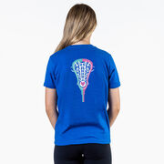 Girls Lacrosse Short Sleeve T-Shirt - Lacrosse Stick Heart (Back Design)