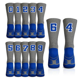 Team Number Woven Mid-Calf Socks - Gray/Blue