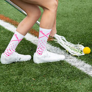 Girls Lacrosse Woven Mid-Calf Socks - Sundae (White/Pink/Green)