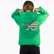 Girls Lacrosse Hooded Sweatshirt - Patriotic LuLa the Lax Dog (Back Design)