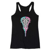 Girls Lacrosse Women's Everyday Tank Top - Lacrosse Stick Heart Pink Teal White