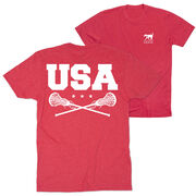 Girls Lacrosse Short Sleeve T-Shirt - USA Girls Lacrosse (Back Design)