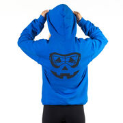 Girls Lacrosse Hooded Sweatshirt - Lacrosse Goggle Pumpkin Face (Back Design)