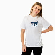 Girls Lacrosse Short Sleeve Performance Tee - LuLa the Lax Dog(Blue)