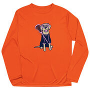 Girls Lacrosse Long Sleeve Performance Tee - Lily The Lacrosse Dog