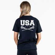 Girls Lacrosse Short Sleeve T-Shirt - USA Girls Lacrosse (Back Design)