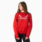 Girls Lacrosse Crewneck Sweatshirt - Lacrosse Crossed Girl Sticks