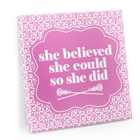 Girls Lacrosse Canvas Wall Art - She Believed She Could So She Did