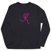 Girls Lacrosse Long Sleeve Performance Tee - Neon Lax Girl