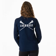 Girls Lacrosse Tshirt Long Sleeve - Crossed Girls Sticks (Back Design)