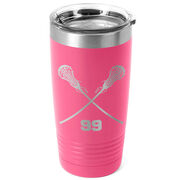 Girls Lacrosse 20 oz. Double Insulated Tumbler - Personalized Crossed Sticks