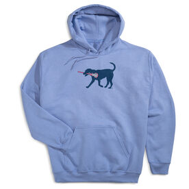 Girls Lacrosse Hooded Sweatshirt - LuLa The LAX Dog(Blue) [Youth Medium/Carolina] - SS