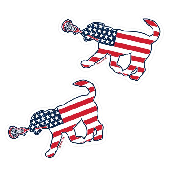 Girls Lacrosse Stickers - Patriotic Lula The Lax Dog (Set of 2)
