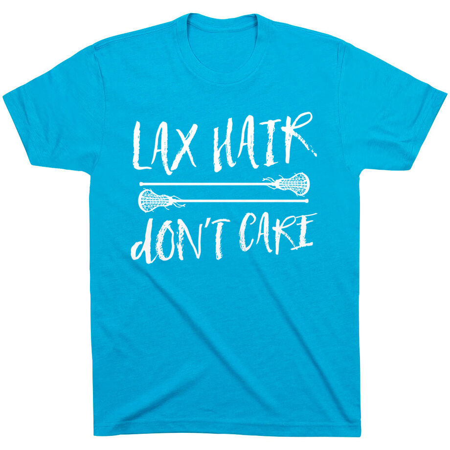 Girls Lacrosse T-Shirt Short Sleeve Lax Hair Don't Care - Personalization Image