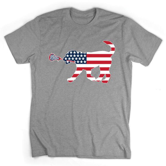 Girls Lacrosse Tshirt Short Sleeve Patriotic LuLa the Lax Dog | LuLaLax