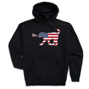 Girls Lacrosse Hooded Sweatshirt - Patriotic LuLa the Lax Dog