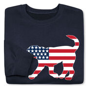 Girls Lacrosse Crewneck Sweatshirt - Patriotic LuLa the Lax Dog
