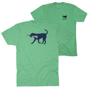 Girls Lacrosse Short Sleeve T-Shirt - LuLa the Lax Dog Blue (Back Design)